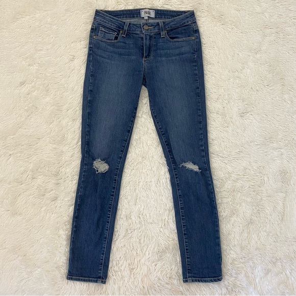 PAIGE Denim - PAIGE denim Kylie crop jeans - ripped knee dark wash size 27